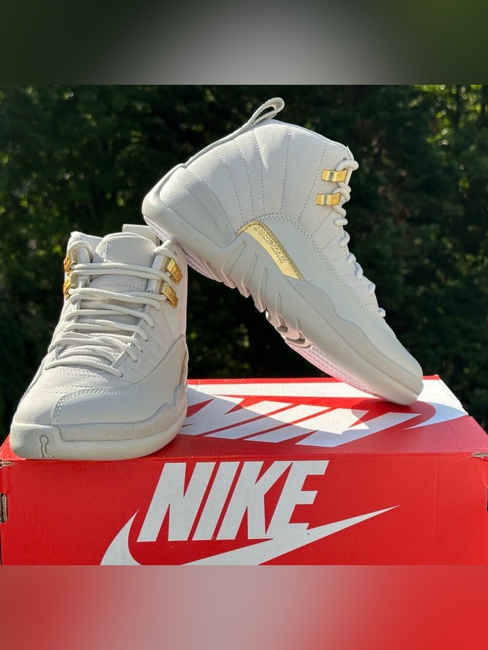 Nike Air Jordan 12 Retro Casual Sneaker (White Gold) - Womens 6 | fits 4.5Y NEW